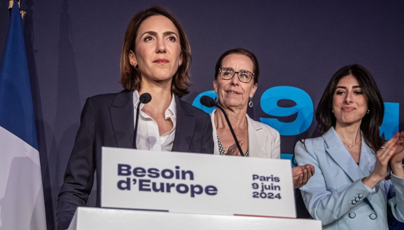La présidente du groupe Renew Europe, Valérie Hayer, le soir des élections européennes.