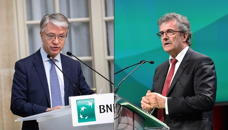 Jean-Laurent Bonnafé (à g.), DG de BNP Paribas, et Philippe Brassac, DG de Crédit agricole SA.