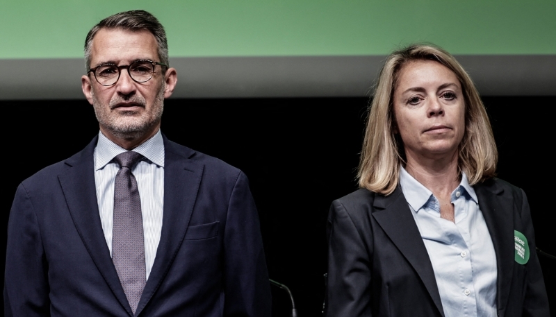 Le directeur général de Casino, Philippe Palazzi, et la directrice financière, Angélique Cristofari, le 11 juin 2024 à Paris.