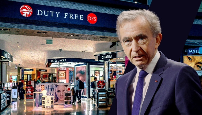 Bernard Arnault, devant une boutique DFS à l'aéroport de Los Angeles.