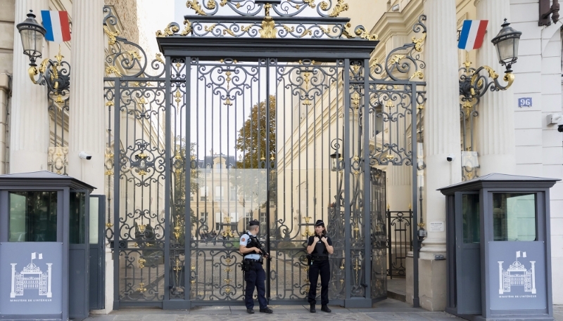 L'entrée du ministère de l'intérieur, place Beauvau à Paris.