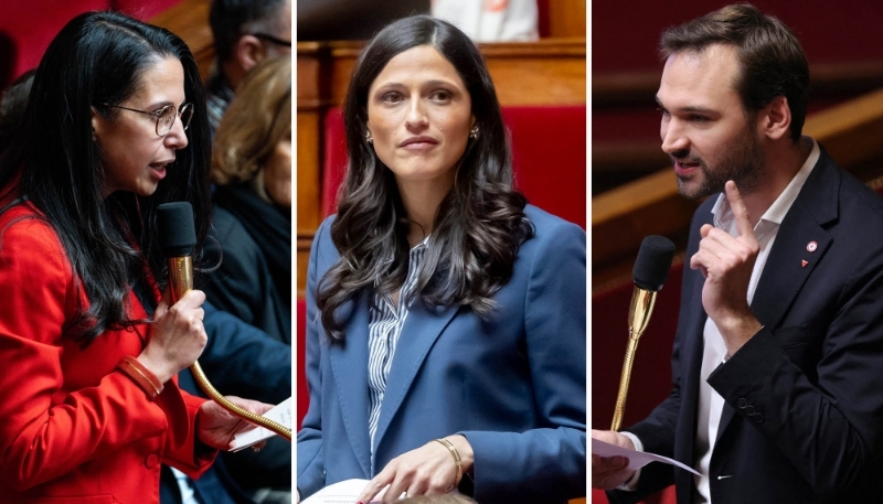 Naïma Moutchou, Éléonore Caroit et Ugo Bernalicis.