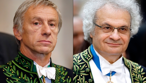 Les académiciens Jean-Christophe Rufin (à g.) et Amin Maalouf.

