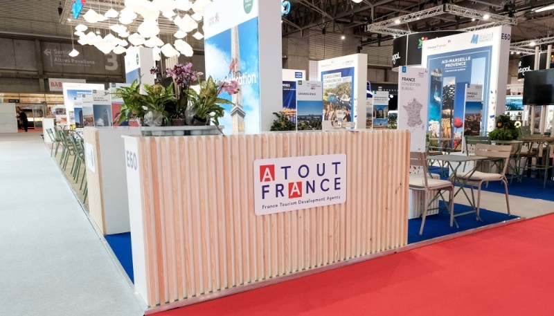 Le stand d'Atout France au salon ITBM World, à Barcelone, en novembre 2023. 