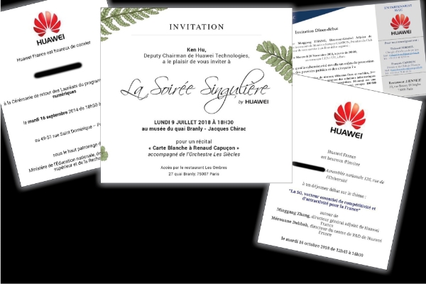 Repas, rencontres, concerts, Huawei multiplie les invitations auprès des élus et des hauts fonctionnaires.