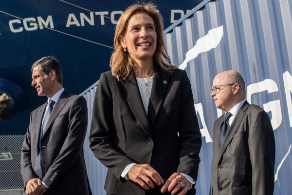 De gauche à droite, Rodolphe Saadé, PDG de CMA CGM ; Tanya Saadé Zeenny, directrice générale déléguée du groupe et Jacques Junior Saadé.