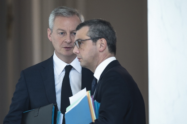 Le ministre de l'économie Bruno Le Maire et le secrétaire général de l'Elysée Alexis Kohler (de profil) en février 2019.