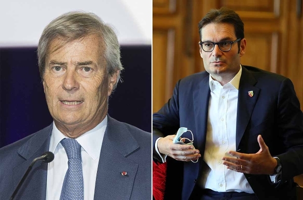 Le patron de Vivendi, Vincent Bolloré, et Joseph Oughourlian, fondateur du fonds Amber Capital et président de Prisa.