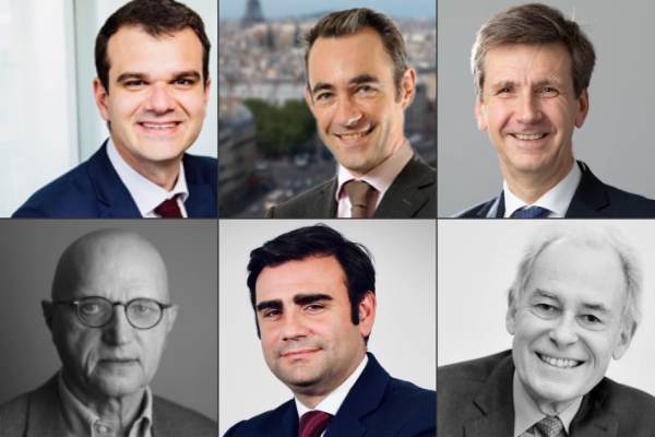 De gauche à droite et de haut en bas : Guillaume Rivalland (Quadra Consultants), Laurent Blivet (Spencer Stuart), David Clérici (GC Partenaires), Alain Prestat (Progress), Eric Chomaudon (Fursac Anselin) et Jean-Philippe Saint-Geours (Leaders Trust).