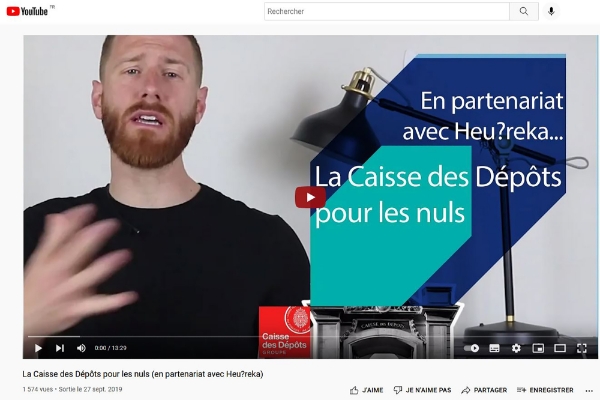 La CDC a réalisé en 2019 le film La Caisse des dépôts pour les nuls en partenariat avec le youtubeur Heu?reka.