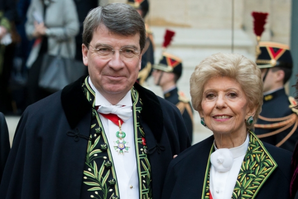 Xavier Darcos, chancelier de l'Institut de France, et Hélène Carrère d'Encausse, secrétaire perpétuelle de l'Académie française.