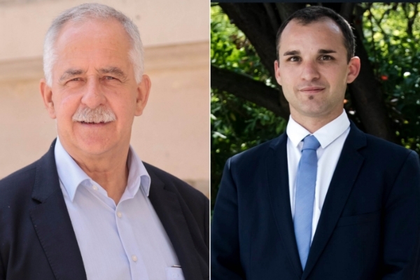 André Villiers, député Horizons de l'Yonne (à gauche) et Christophe Naegelen, député LIOT des Vosges (à droite).