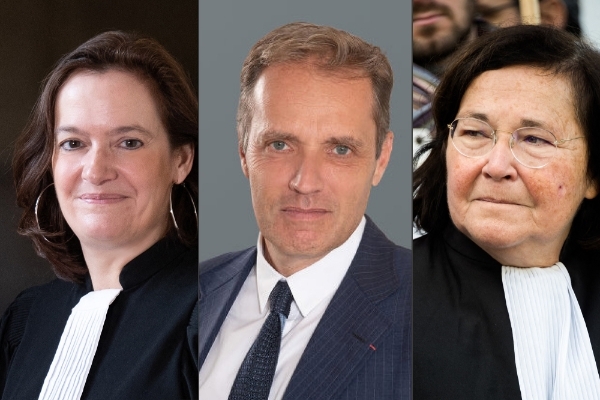 La bâtonnière de Paris Julie Couturier, l'avocat associé au cabinet Paul Hastings Laurent Martinet, et la vice-présidente du CNB Marie-Aimée Peyron.